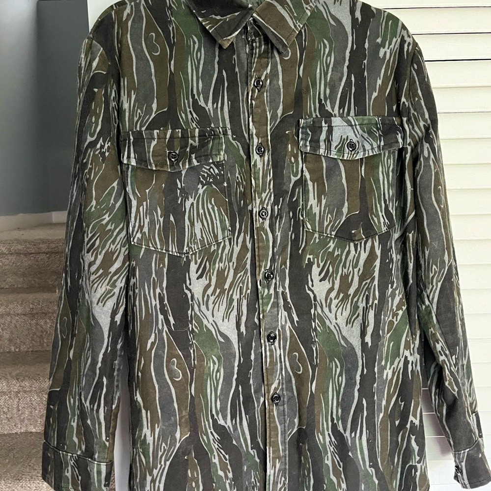 Vintage camo flannel. 100% cotton and so soft